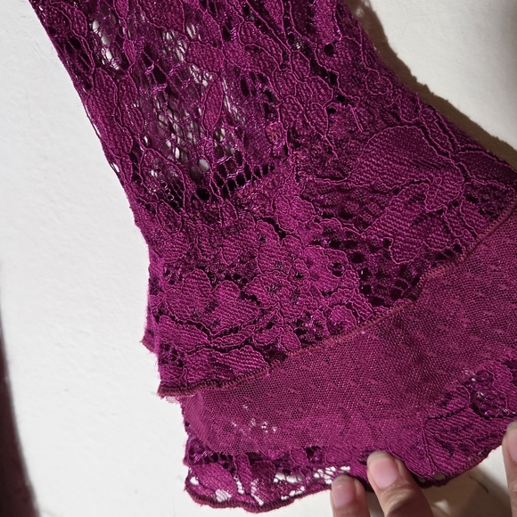 Elle Women's Deep Purple Lace Top - Picture 3 of 3